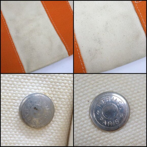 Hermes Bora PM White Orange Canvas Tote X - Picture 8 of 10